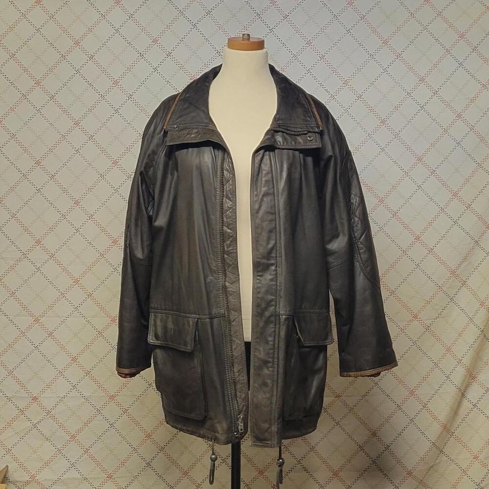 Architect Brand Mens Dark Brown Leather Coat Mens Size Large